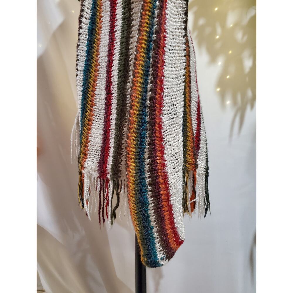 Boston Proper Wool Blend Fringe Stripe Long Cardigan Sweater Womens Size XS Boho - Picture 7 of 11